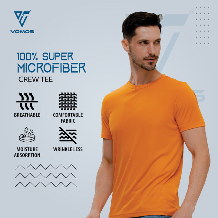 100% Supermicro Crew Tee (Men) Vomos® Asia S ORANGE 
