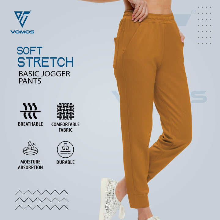 Soft Stretch Jogger Pants (Women) Vomos® Asia S BROWN 