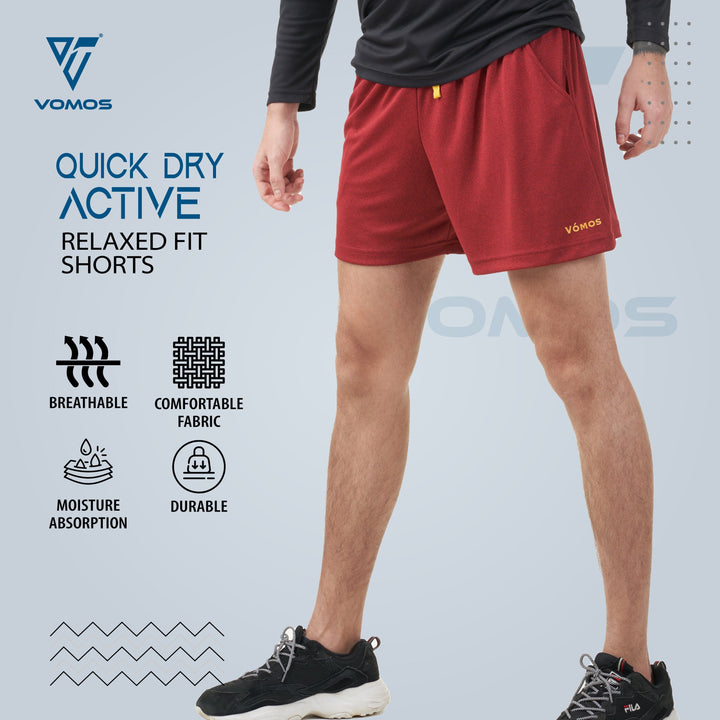 Active Relaxed Fit Shorts (Men) Shorts Vomos® Asia S RUBY RED 