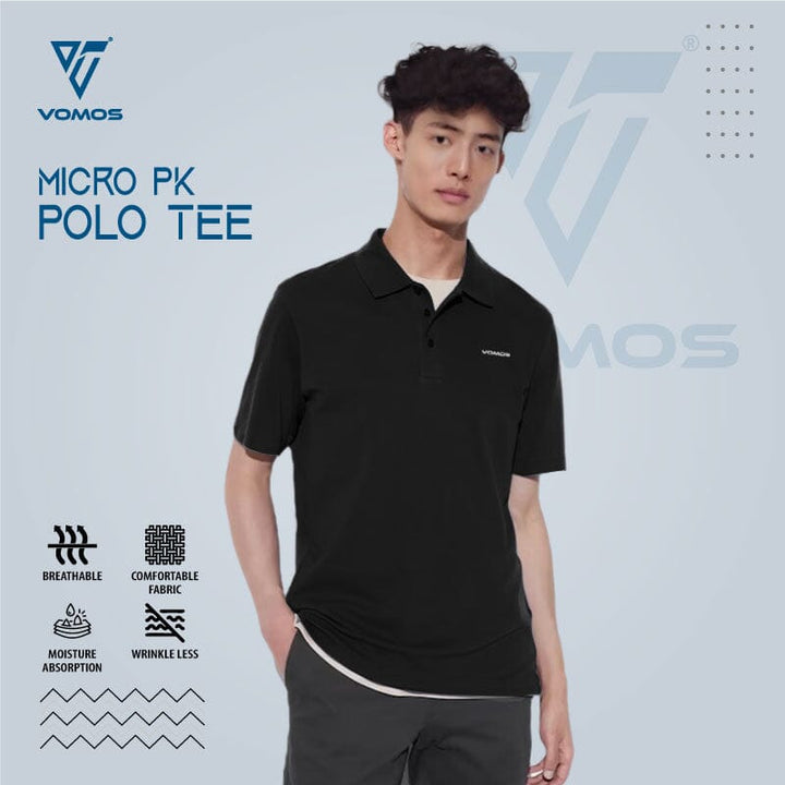 VOMOS Micro PK POLO Short Sleeve T-Shirt Unisex Vomos® Asia BLACK XS 