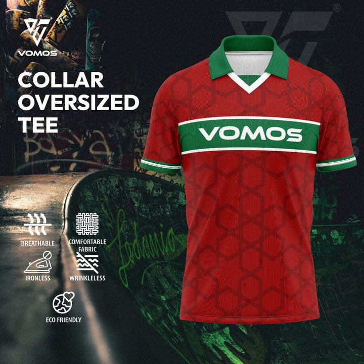 VOMOS Streetwear Series Polyester Design RETRO Collar Oversized Tee (Unisex) Vomos® Asia 003 XS 