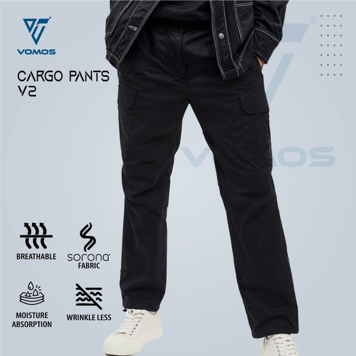 Vomos Cargo Pants V2 Unisex Cutting Straight Cut Regular Fit (Unisex) Vomos® Asia BLACK S 
