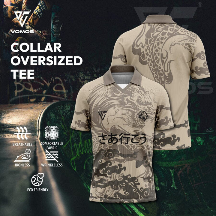 VOMOS Streetwear Series Polyester Design RETRO Collar Oversized Tee (New) Vomos® Asia 010 XS 