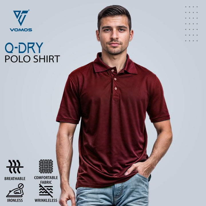 VOMOS Quick DRY Short Sleeve Polo Shirt Vomos® Asia MAROON S 