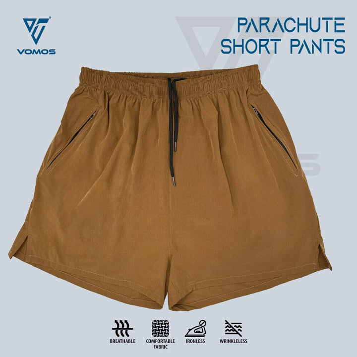 Vomos Parachute Shorts Pant With Zipper Pocket Women Vomos® Asia BROWN S 