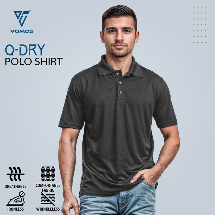 VOMOS Quick DRY Short Sleeve Polo Shirt Vomos® Asia GREY S 