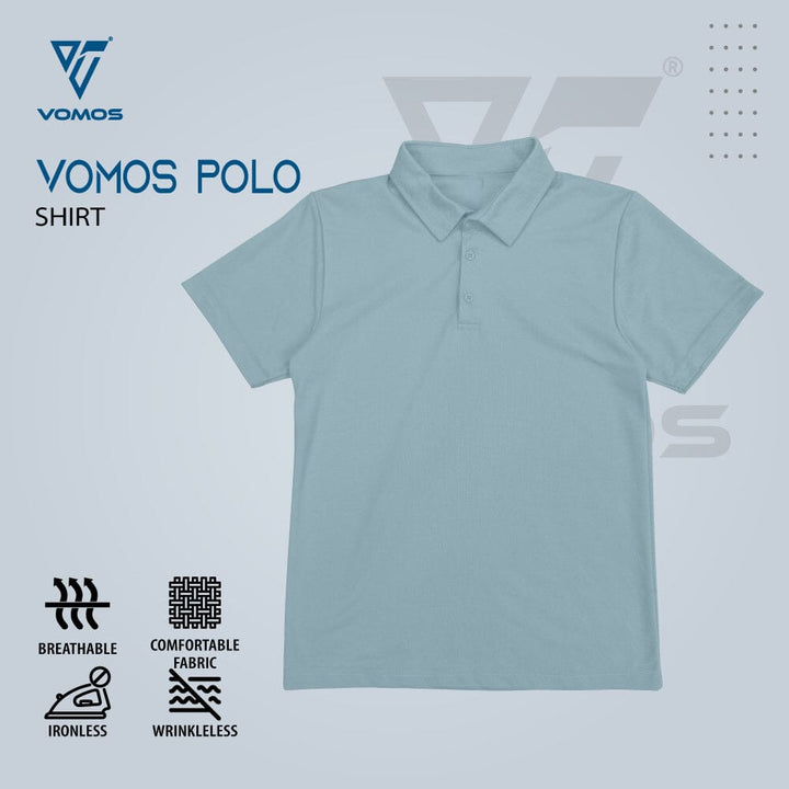 VOMOS Polo Shirt Men Regular Fit (Basic Color) Vomos® Asia LIGHT BLUE XS 