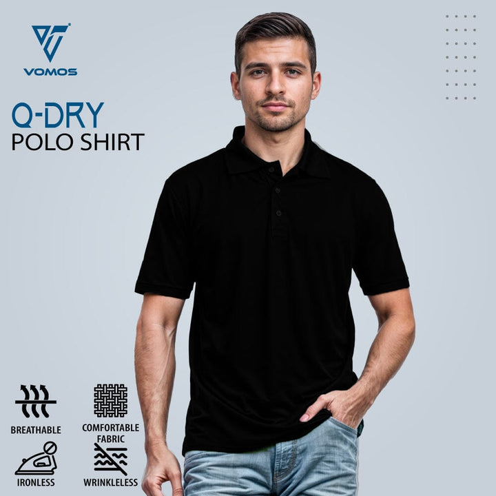 VOMOS Quick DRY Short Sleeve Polo Shirt Vomos® Asia BLACK S 