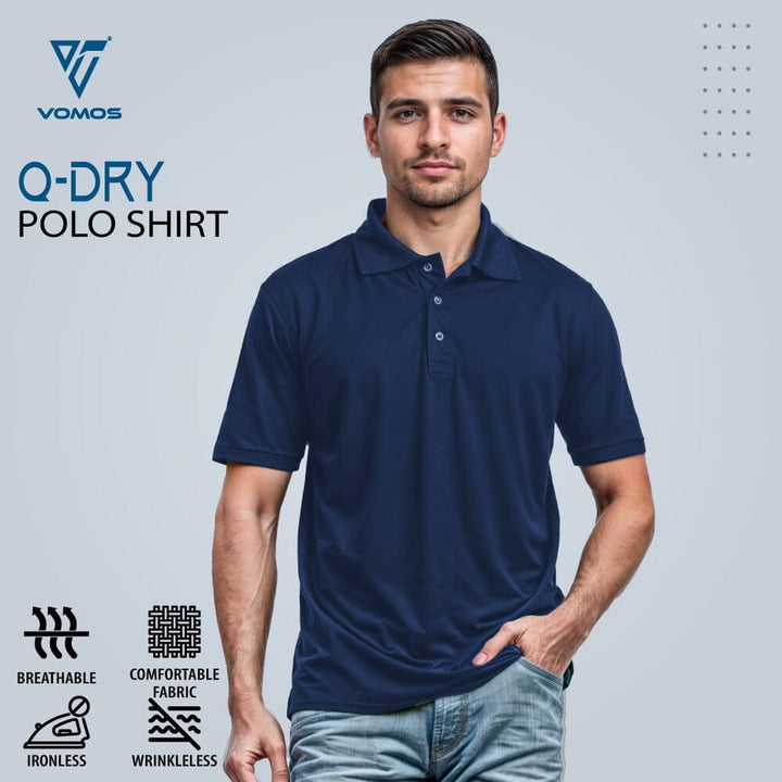 VOMOS Quick DRY Short Sleeve Polo Shirt Vomos® Asia NAVY BLUE S 