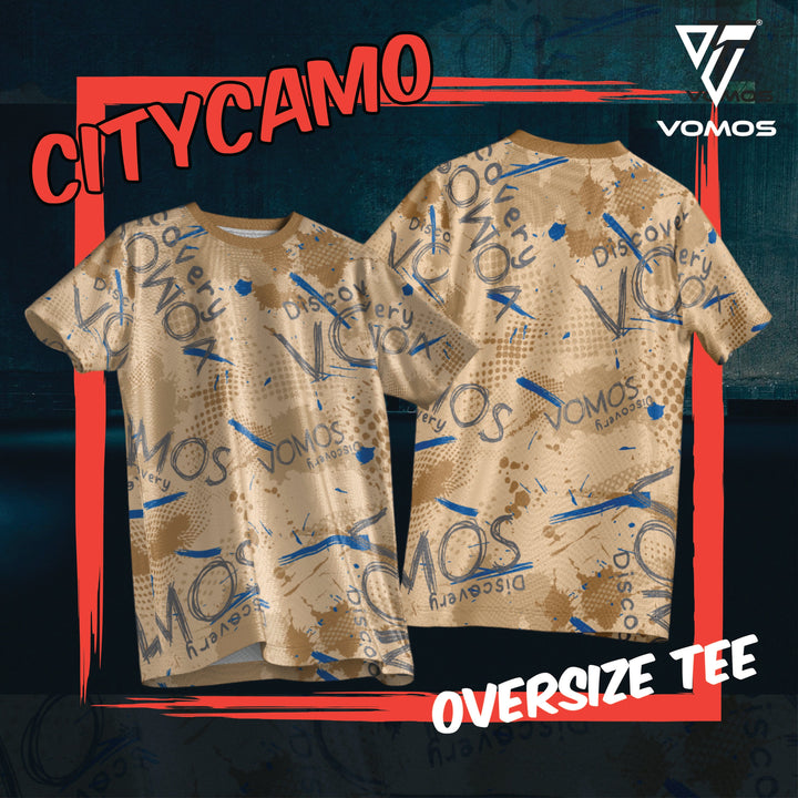 VOMOS Streetwear CityCamo Series Polyester Oversized Tee T shirt (Unisex) Vomos® Asia 002 XS 