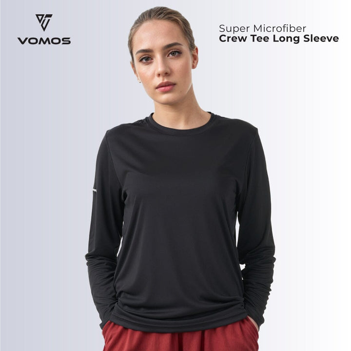 100% Supermicro Long Sleeve Crew Tee (Women) Vomos® Asia XS BLACK 