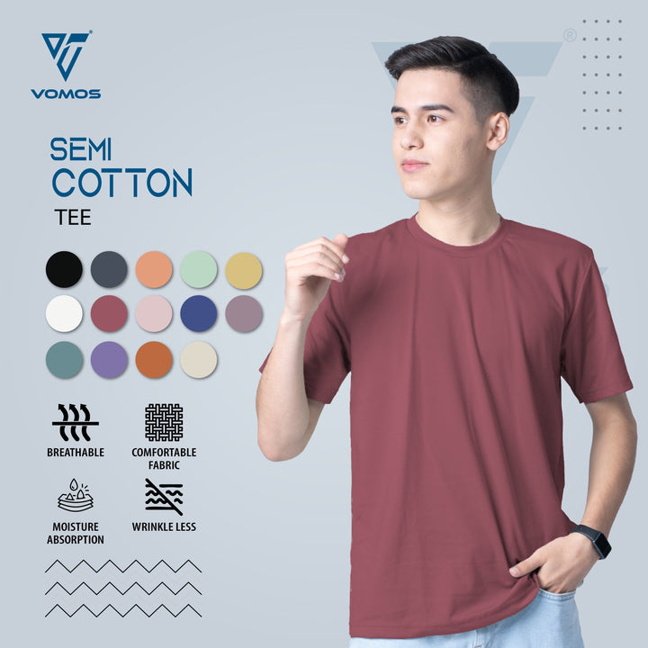 VOMOS Semi Cotton Premium Men Basic Crew Neck Tee Vomos® Asia 