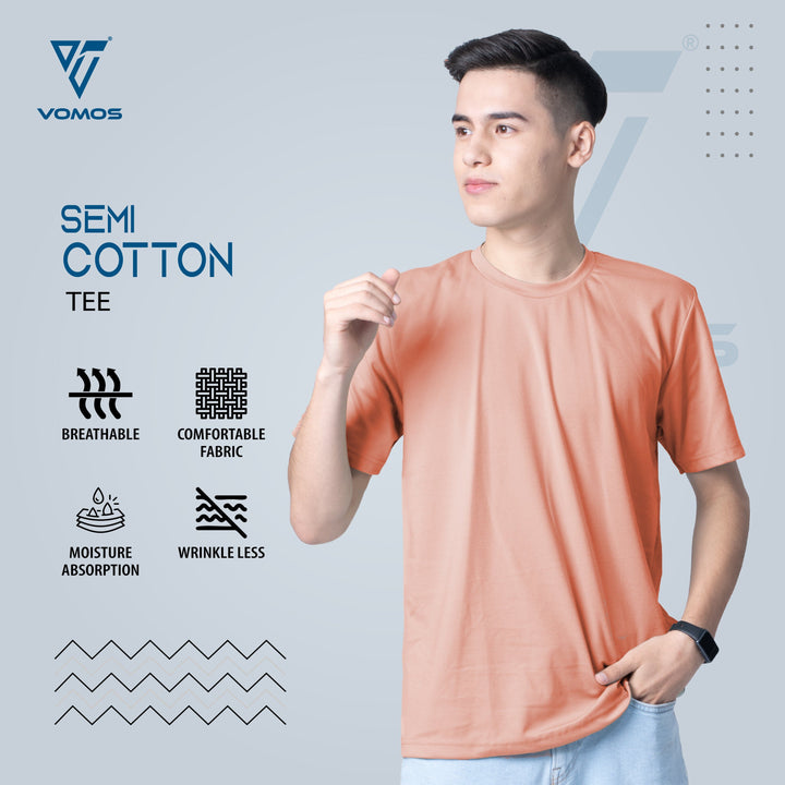 VOMOS Semi Cotton Premium Men Basic Crew Neck Tee Vomos® Asia MUTED CLAY XS 