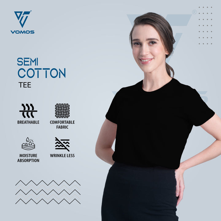VOMOS Semi Cotton Premium Women Basic Crew Neck Tee Vomos® Asia 