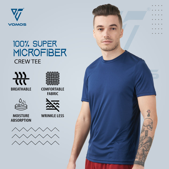 100% Supermicro Crew Tee (Men) Vomos® Asia XS NAVY BLUE 