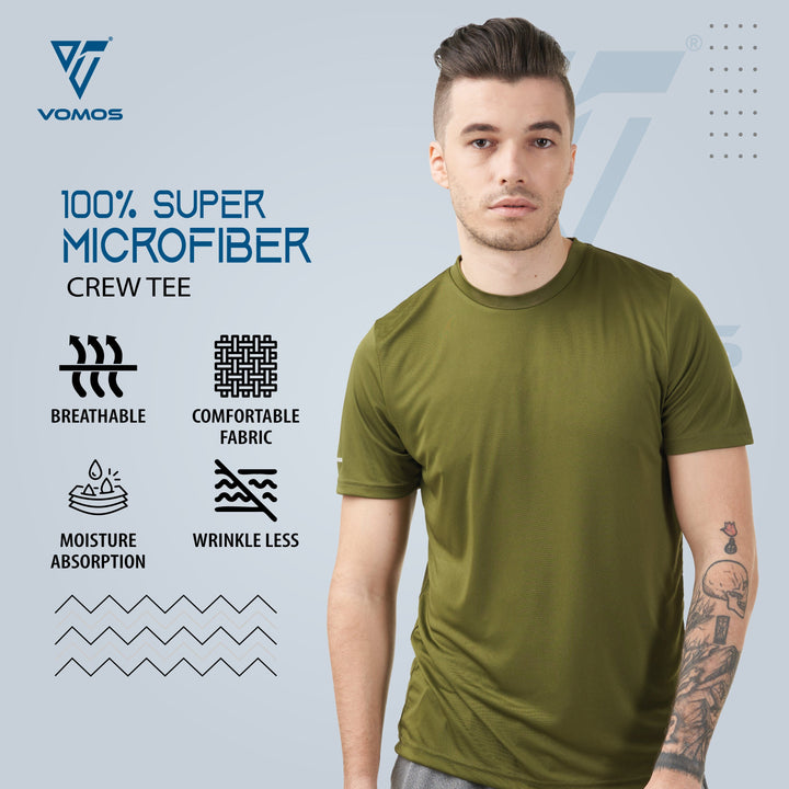 100% Supermicro Crew Tee (Men) Vomos® Asia XS OLIVE GREEN 