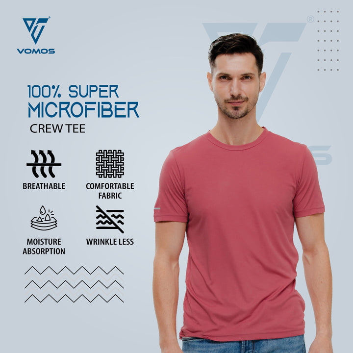 100% Supermicro Crew Tee (Men) Vomos® Asia S CORAL 