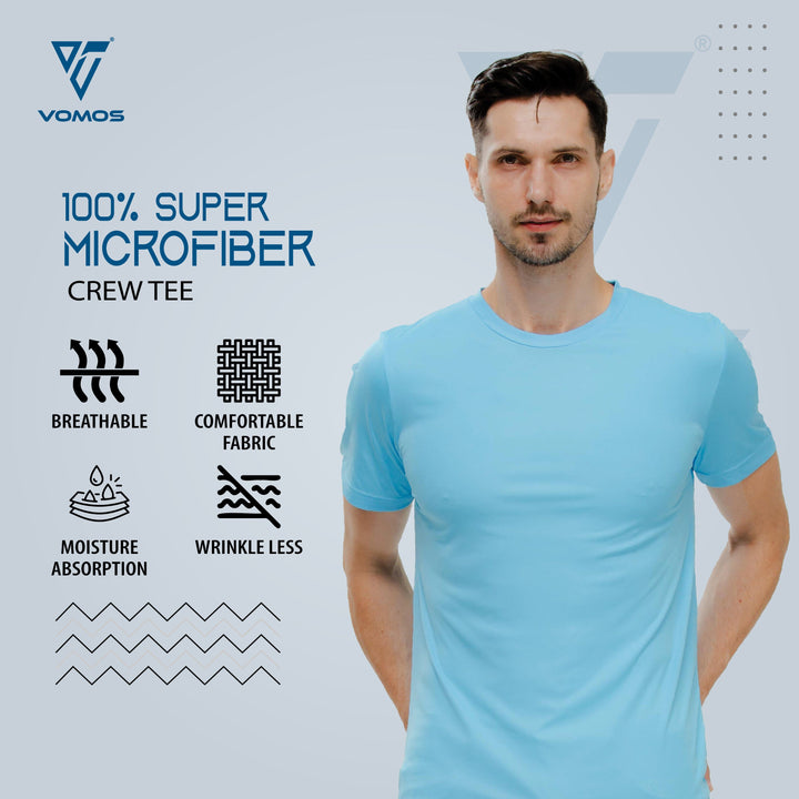 100% Supermicro Crew Tee (Men) Vomos® Asia S LIGHT BLUE 