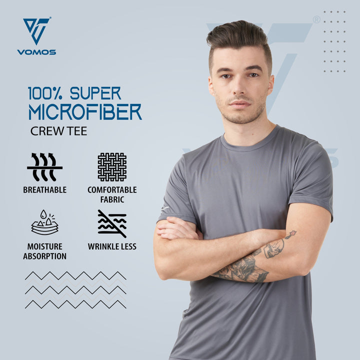 100% Supermicro Crew Tee (Men) Vomos® Asia XS GREY 