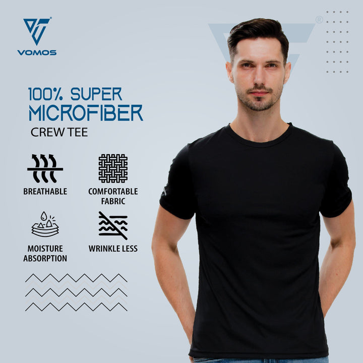 100% Supermicro Crew Tee (Men) Vomos® Asia S BLACK 