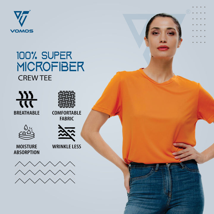 100% Supermicro Crew Tee (Women) Vomos® Asia S ORANGE 
