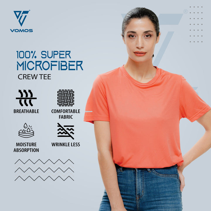 100% Supermicro Crew Tee (Women) Vomos® Asia S CORAL 
