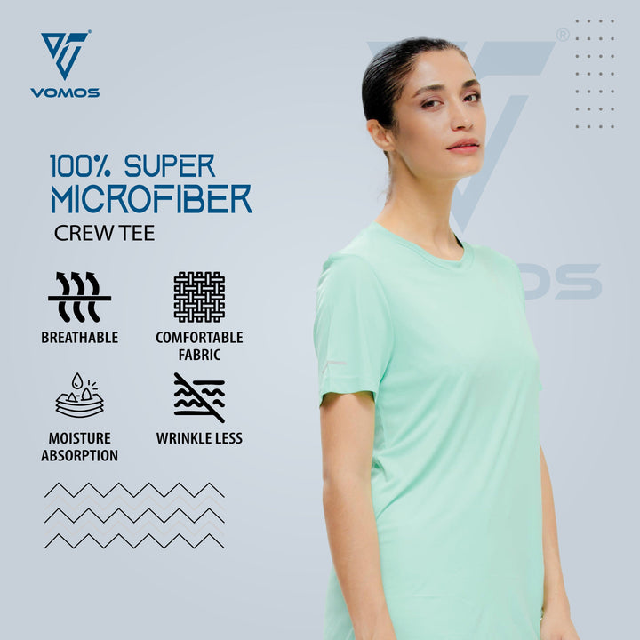 100% Supermicro Crew Tee (Women) Vomos® Asia S GREEN 