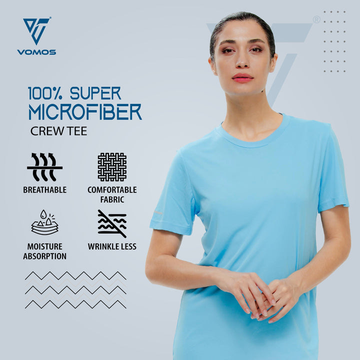 100% Supermicro Crew Tee (Women) Vomos® Asia S LIGHT BLUE 