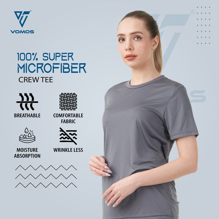 100% Supermicro Crew Tee (Women) Vomos® Asia XS GREY 