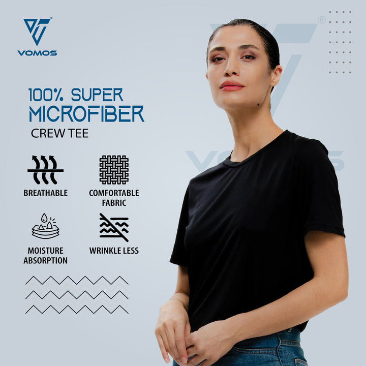 100% Supermicro Crew Tee (Women) Vomos® Asia S BLACK 