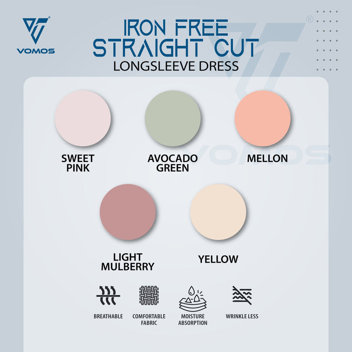 Iron Free Long Sleeve Dress Vomos® Asia 