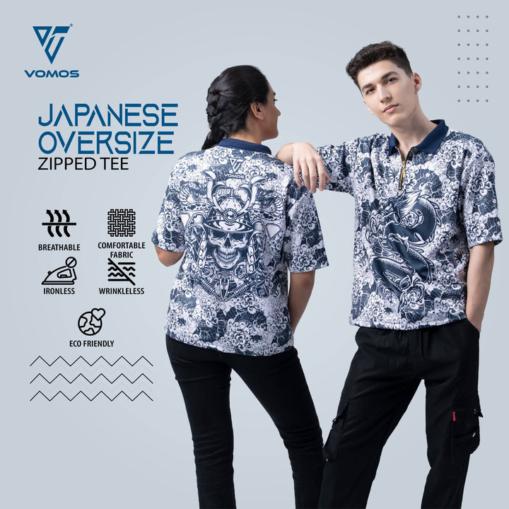 VOMOS Vroom Series Polyester Japanese Graphic Design Zip T shirt Vomos® Asia 001 S 