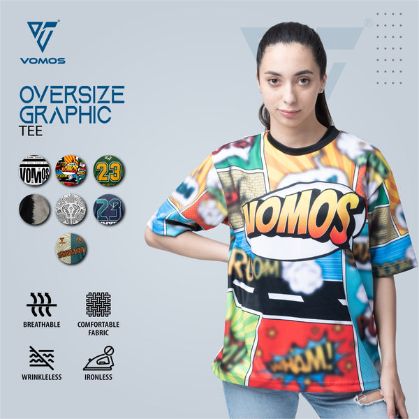 VOMOS Vroom Series Polyester Design Graphic Oversized Tee T shirt (WOMAN) Vomos® Asia 