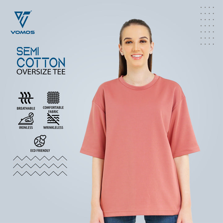 Semi Cotton Oversized Tee (Women) Vomos® Asia S CRIMSON 
