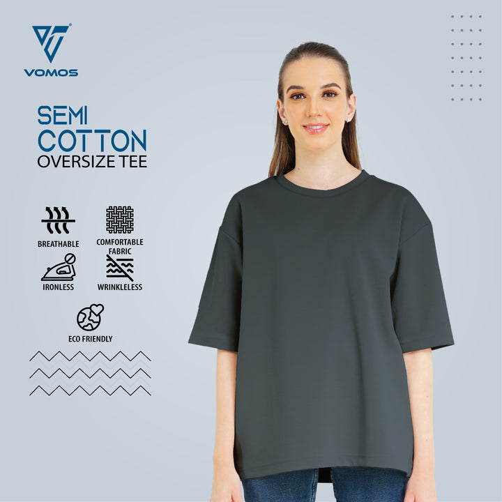 Semi Cotton Oversized Tee (Women) Vomos® Asia XS DARK GREY 