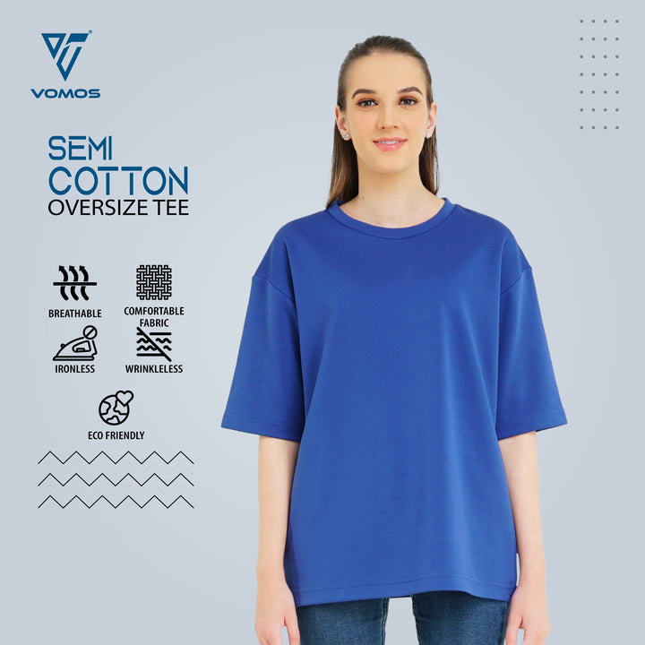 Semi Cotton Oversized Tee (Women) Vomos® Asia S BLUE 