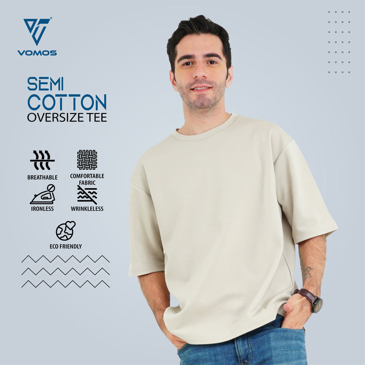 Semi Cotton Oversized Tee (Men) Vomos® Asia S SAND 