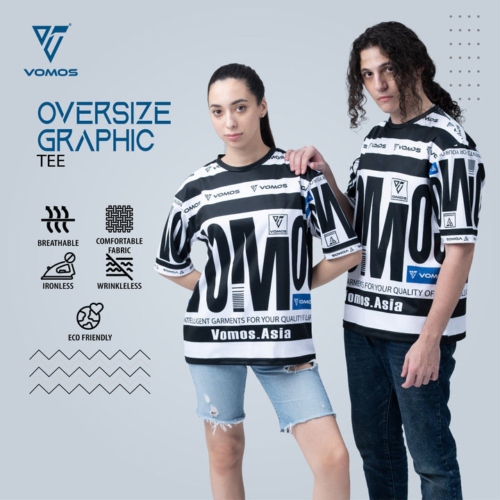 VOMOS Vroom Series Polyester Design Graphic Oversized Tee T shirt Vomos® Asia 001 S 