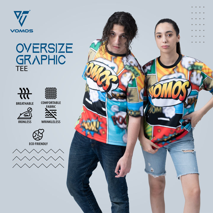 VOMOS Vroom Series Polyester Design Graphic Oversized Tee T shirt Vomos® Asia 002 S 
