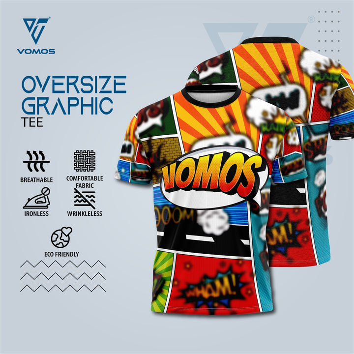 VOMOS Vroom Series Polyester Design Graphic Oversized Tee T shirt (WOMAN) Vomos® Asia 002 S 