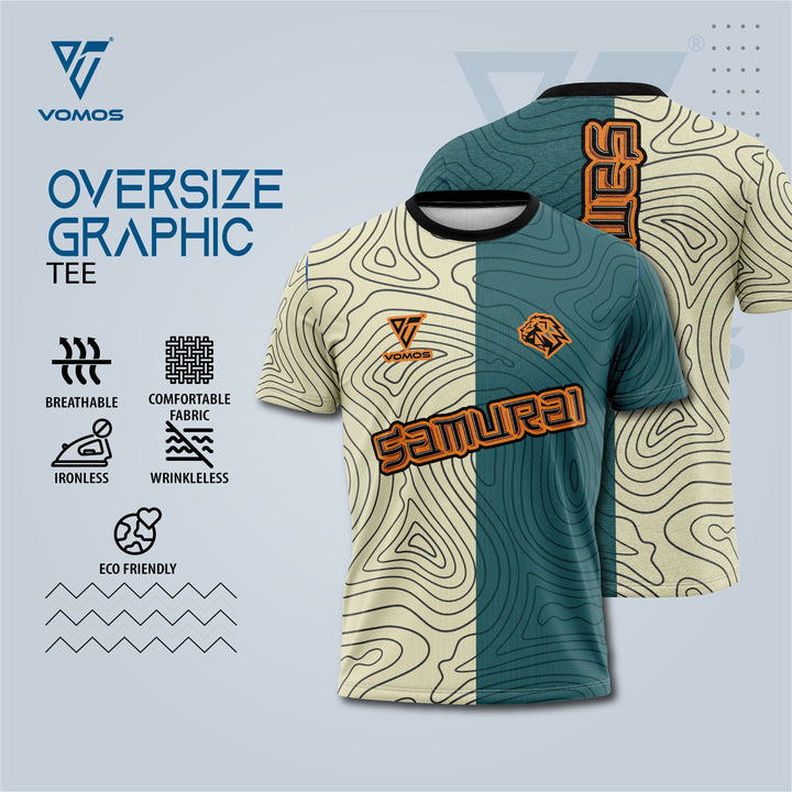 VOMOS Vroom Series Polyester Design Graphic Oversized Tee T shirt (WOMAN) Vomos® Asia 007 S 