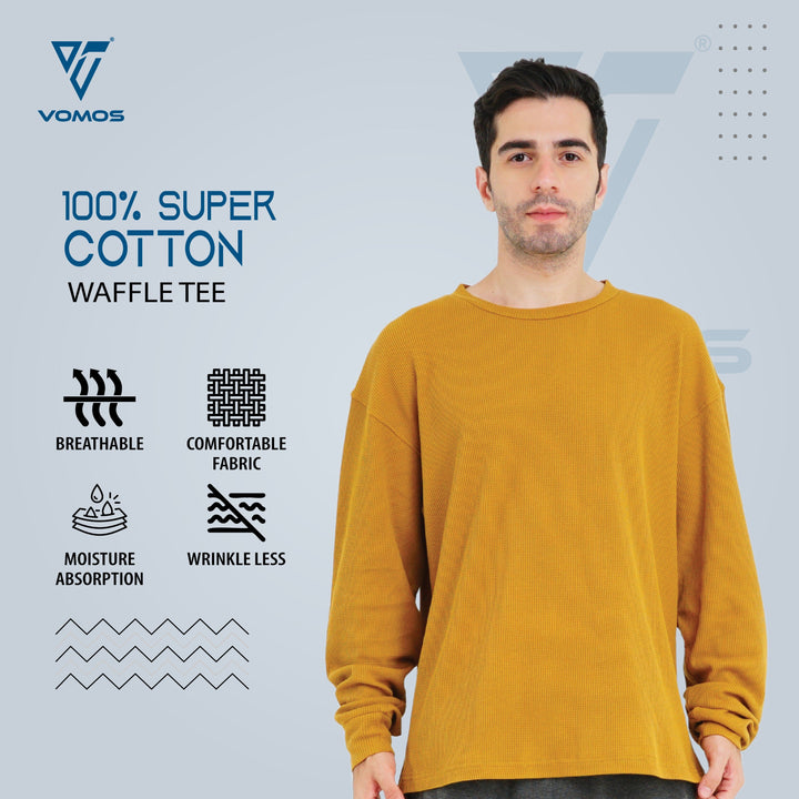 Very Comfortable Long Sleeve Waffle Tee (Men) Vomos® Asia BROWN XS 