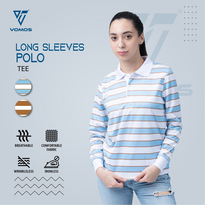 VOMOS Vroom Series Polyester Design Graphic Long Sleeve Polo Tee T shirt Vomos® Asia 