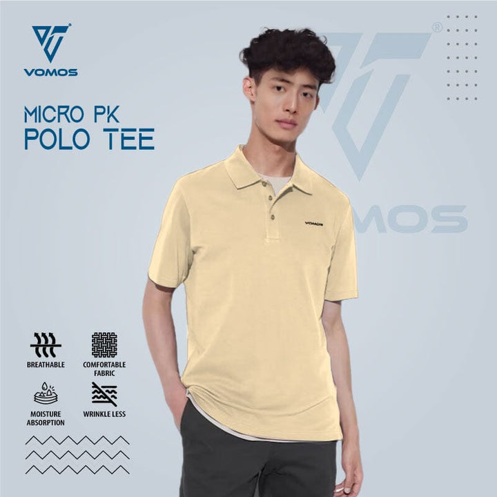 VOMOS Micro PK POLO Short Sleeve T-Shirt Unisex Vomos® Asia BEIGE XS 