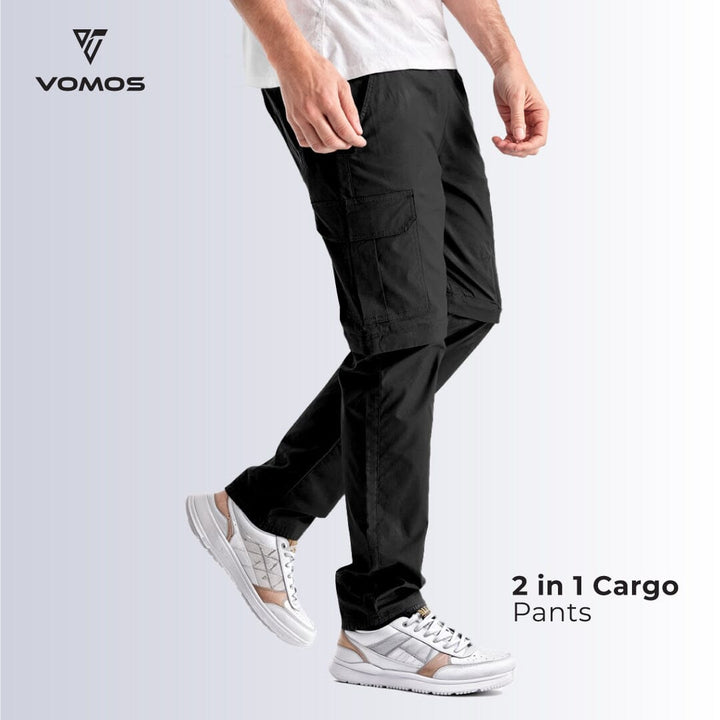 Vomos Cargo Zip Pants Unisex Cutting Straight Cut Regular Fit (Unisex) Vomos® Asia Black S 