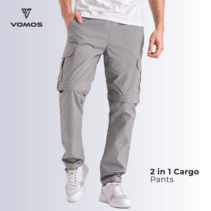 Vomos Cargo Zip Pants Unisex Cutting Straight Cut Regular Fit (Unisex) Vomos® Asia Grey S 