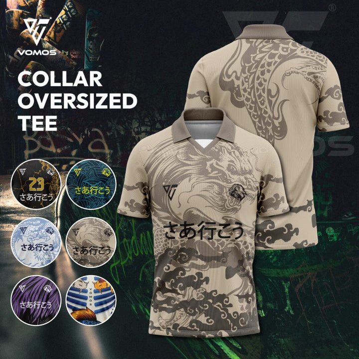 VOMOS Streetwear Series Polyester Design RETRO Collar Oversized Tee (New) Vomos® Asia 