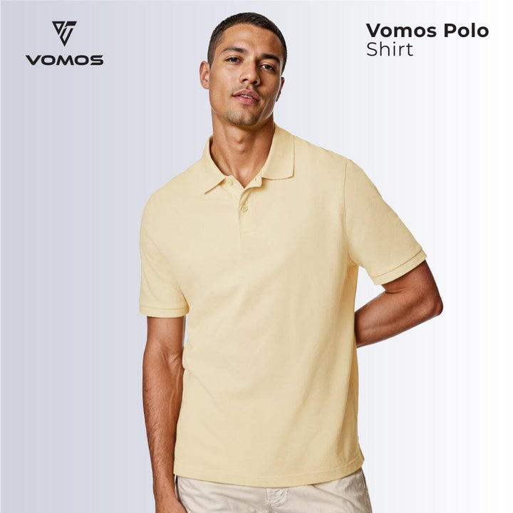 VOMOS Polo Shirt Men Regular Fit (Basic Color) Vomos® Asia BEIGE XS 