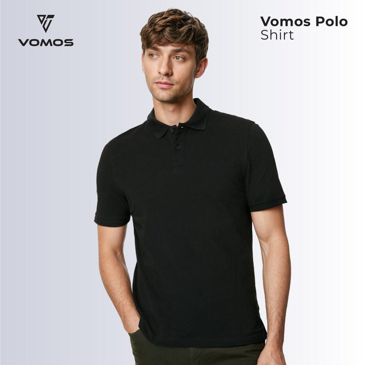 VOMOS Polo Shirt Men Regular Fit (Basic Color) Vomos® Asia BLACK XS 