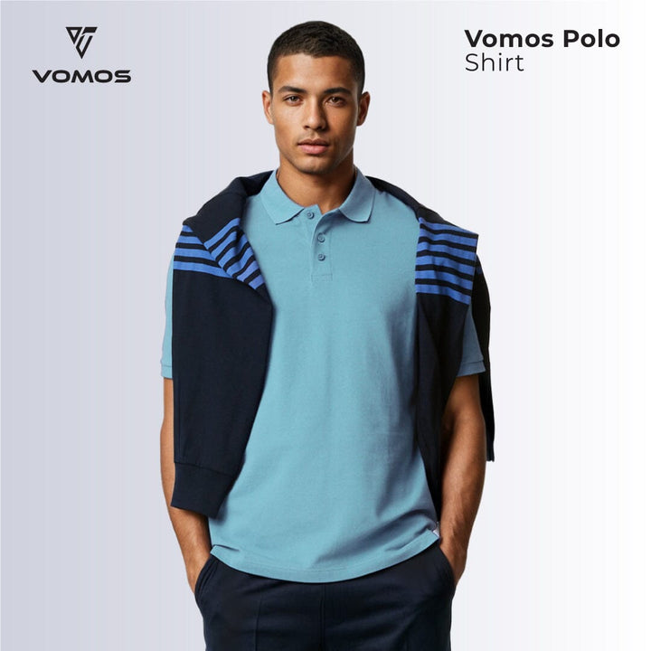 VOMOS Polo Shirt Men Regular Fit (Basic Color) Vomos® Asia LIGHT BLUE XS 